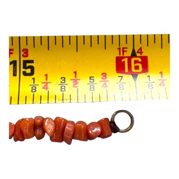 Vintage Red Coral Branch Beaded Necklace Statement 16" Natural Southwest - Picture 5 of 7